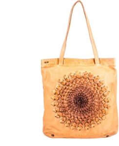 art n vintage leather crossbody stylish sling bag purse - handbag for women with 3d ombre flower detail (designer gifts) - mustard