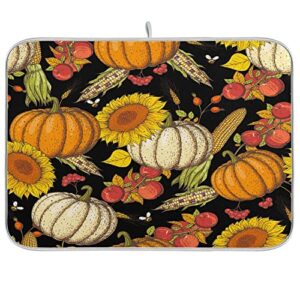 summer sunflowers dish drying mat for kitchen counter 16x18 in pumpkins reversible cute sunflowers tableware pad dish drainer rack mats fast absorbent kitchen accessories for countertop sink