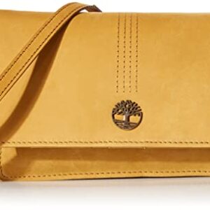 Timberland womens Wallet Purse RFID Leather Crossbody Bag, Wheat (Nubuck), One Size US