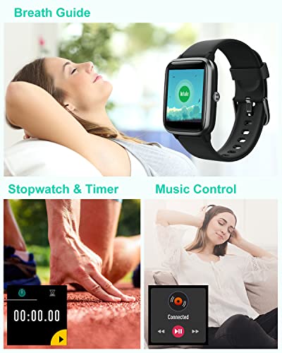 GRV Smart Watch for iOS and Android Phones, Watches for Men Women IP68 Waterproof Smartwatch Fitness Tracker Watch with Heart Rate/Sleep Monitor Steps Calories Counter (Black)