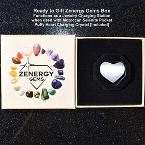 Zenergy Gems Charged Premium Natural Dendritic Opal Crystal 8mm Bead Bracelet + Moroccan Selenite Charging Crystal [Included]