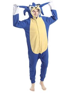 oiziuzio adult animal onesies unisex holloween costume hedgedog pajamas for women men blue l