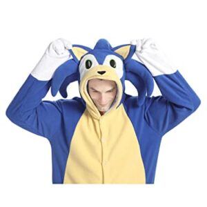 Oiziuzio Adult Animal Onesies Unisex Holloween Costume Hedgedog Pajamas for Women Men Blue L