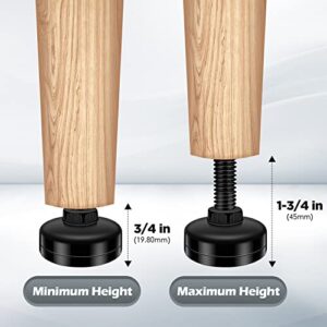 10 Set Adjustable Furniture Leveling Feet, Adjustable Leg Levelers for Cabinets Sofa Tables Chairs Raiser, Heavy Duty Height Adjuster Furniture Levelers Foot with T- Nut Kit 3/8”-16 Thread, Black