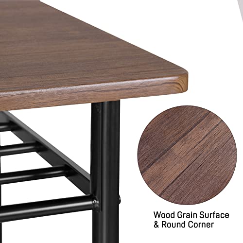 soges Bar Table with 2 Bar Stools, Pub Dining Height Table Set, Kitchen Counter Dinette Set, Bistro Table Set for Kitchen Living Room, Bar Table Chairs Set with Storage Rack