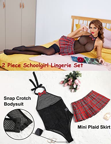 Avidlove Women Schoolgirl Outfit Lingerie Costume Lingerie Set Sexy Halloween Outfits Exotic Lingerie