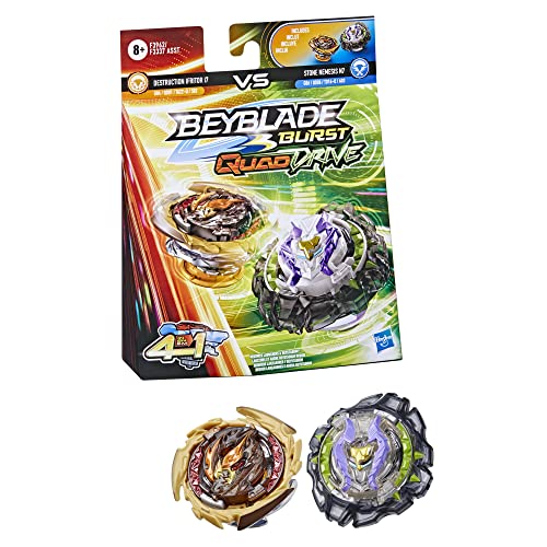 BEYBLADE Burst QuadDrive Destruction Ifritor I7 and Stone Nemesis N7 Spinning Top Dual Pack - 2 Battling Game Top Toy for Kids Ages 8 and Up