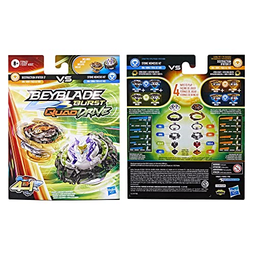 BEYBLADE Burst QuadDrive Destruction Ifritor I7 and Stone Nemesis N7 Spinning Top Dual Pack - 2 Battling Game Top Toy for Kids Ages 8 and Up