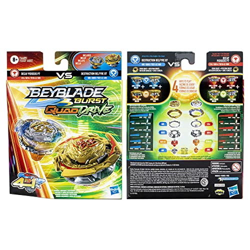 BEYBLADE Burst QuadDrive Destruction Belfyre B7 and Decay Perseus P7 Spinning Top Dual Pack - 2 Battling Game Top Toy for Kids Ages 8 and Up