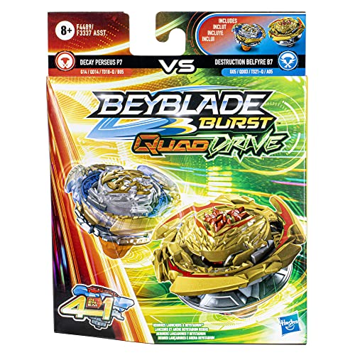 BEYBLADE Burst QuadDrive Destruction Belfyre B7 and Decay Perseus P7 Spinning Top Dual Pack - 2 Battling Game Top Toy for Kids Ages 8 and Up