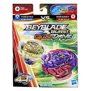 BEYBLADE Hasbro Burst QuadDrive Berserk Balderov B7 and Cyclone Belfyre B7 Spinning Top Dual Pack - 2 Battling Game Top Toy for Kids Ages 8 and Up