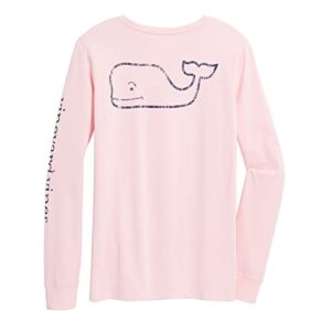vineyard vines women's long-sleeve vintage whale pocket t-shirt, flamingo, large