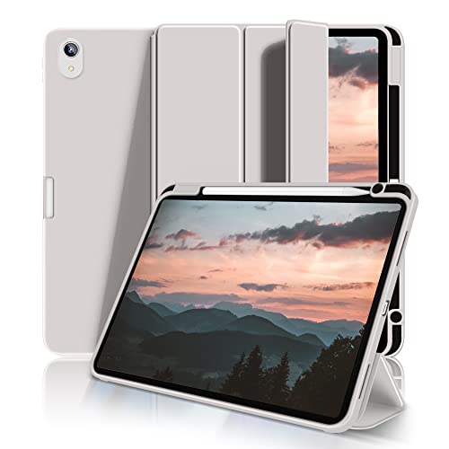 Aoub iPad Air 5th Generation 2022 / iPad Air 4th Generation 2020 10.9-inch Case with Pencil Holder, Slim Trifold Stand with Soft TPU Back Cover, Auto Sleep/Wake, Gray