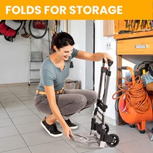 HaulPro-COLAPSA Cart Foldable Hand Truck Dolly - 5" Rubber Wheels Personal Dolly Cart - 150lb Capacity Dolly for Indoor Outdoor, Travel, Moving and Office Use | 40" Tall and 11" x 15" Wide Base