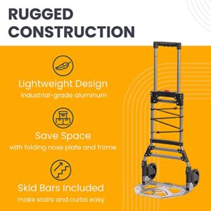 HaulPro-COLAPSA Cart Foldable Hand Truck Dolly - 5" Rubber Wheels Personal Dolly Cart - 150lb Capacity Dolly for Indoor Outdoor, Travel, Moving and Office Use | 40" Tall and 11" x 15" Wide Base