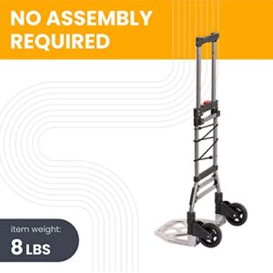 HaulPro-COLAPSA Cart Foldable Hand Truck Dolly - 5" Rubber Wheels Personal Dolly Cart - 150lb Capacity Dolly for Indoor Outdoor, Travel, Moving and Office Use | 40" Tall and 11" x 15" Wide Base