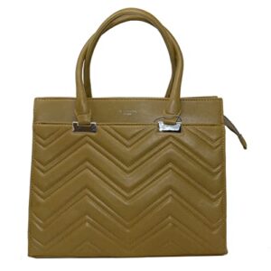 david jones paris women fashion chevron design satchel handbag work travel tote bag with crossbody (khaki)