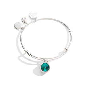 alex and ani birthstones expandable bangle for women, may, green emerald crystal, shiny silver finish, 2 to 3.5 in