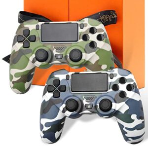 2 Pack Wireless Controller for PS4,YsoKK Wireless Remote Control Compatible with Playstation 4/Slim/Pro,with Double Shock/Audio/Six-axis Motion Sensor(Camouflage Blue+Camouflage Green)