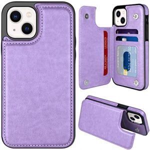 mmhuo for iphone 13 case wallet magnetic back flip case for iphone 13 case for women girls with card holder protective case phone case for iphone 13 6.1 inches (2021),purple