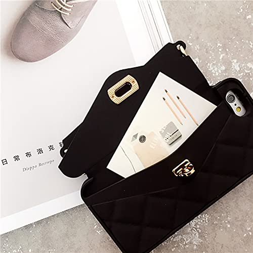 Yatchen for iPhone 13 Pro Max Wallet Case,Crossbody Phone Case with Lanyard Strap Cute Flip Folio Credit Card Holder Soft Silicone Girls Lady Handbag Case for iPhone 13 Pro Max Black