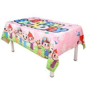 gelayz cartoon cute melon tablecloth - 60''x84'' jj melon stripe table cover+ 7 balloons, pink melon birthday party supplies decorations for themed party children birthday kids boys