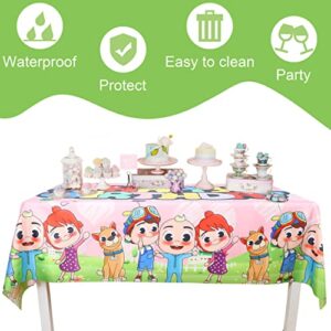 Gelayz Cartoon Cute Melon Tablecloth - 60''x84'' JJ Melon Stripe Table Cover+ 7 Balloons, Pink Melon Birthday Party Supplies Decorations for Themed Party Children Birthday Kids Boys