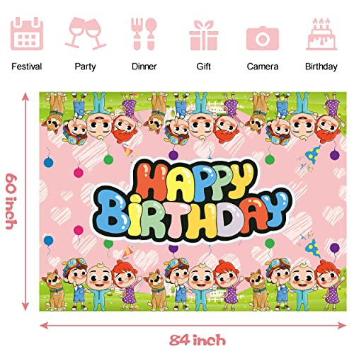 Gelayz Cartoon Cute Melon Tablecloth - 60''x84'' JJ Melon Stripe Table Cover+ 7 Balloons, Pink Melon Birthday Party Supplies Decorations for Themed Party Children Birthday Kids Boys