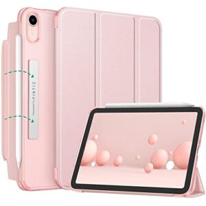 fintie slimshell case for ipad mini 6 2021 - [magnetic clasp] lightweight stand case with translucent frosted back cover, auto wake/sleep for ipad mini 6th generation 8.3 inch, rose gold