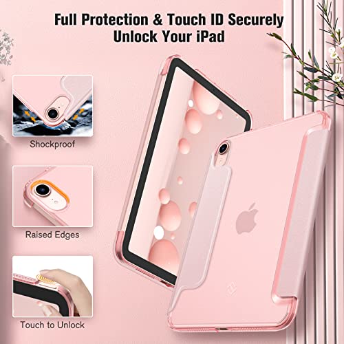 Fintie SlimShell Case for iPad Mini 6 2021 - [Magnetic Clasp] Lightweight Stand Case with Translucent Frosted Back Cover, Auto Wake/Sleep for iPad Mini 6th Generation 8.3 Inch, Rose Gold