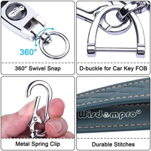 Wisdompro Microfiber Leather Car Keychain, Universal Key Fob Keychain Leather Key Chain Holder with 3 Keyrings and 1 Screwdriver for Men and Women - Blue-gray