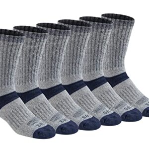 Dickies Men's Dri-Tech Temperature Regulating Wool Blended Work Crew Socks Multipack, Navy Heather (6 Pairs), Shoe Size: 6-12