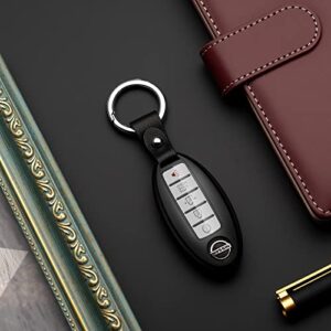 ZSPDACC Compatible with Nissan Key Fob Cover Altima Maxima Rogue Armada Pathfinder Compatible with Infiniti Key Fob Cover Black TPU Protector Car Key Chain Holder Case Accessories