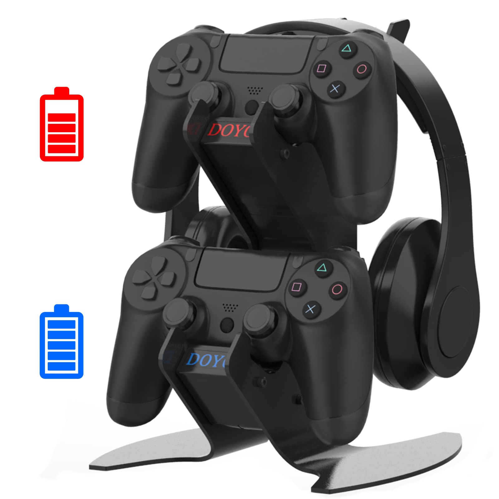 PS4 Controller Charger Station, Playstation 4 Controller Charging Dock Station Headset Stand Mount with LED Indicators for Sony Playstation 4 /PS4/PS4 Slim/PS4 Pro Controller