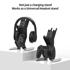 PS4 Controller Charger Station, Playstation 4 Controller Charging Dock Station Headset Stand Mount with LED Indicators for Sony Playstation 4 /PS4/PS4 Slim/PS4 Pro Controller