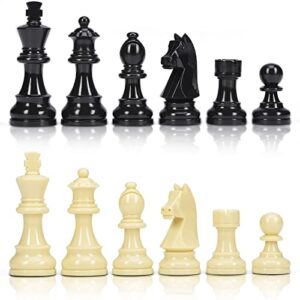 AMEROUS Upgraded Weighted Chess Pieces with 3.0 Inch King / Extra Bonus Folding Portable 15 inch Chess Board / 2 Extra Queens / 2 Storage Bag for Chessmen / Chess Board Game for Beginner