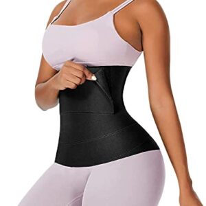 Waist Trainer for Women | Quick Snatch Me Up Bandage Wrap Lumbar Waist Support Belt - Adjustable Comfortable Lower Back Pain Relief Tight - Fitting Waist Waistband | Bonus Gift Breast Lift Tape Black