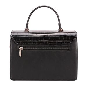 DAVID JONES, Jones Women Fashion Checker ShIng Design Satchel Handbag Classic Work Shoulder Small Bag w/Crossbody Black, 6630-1