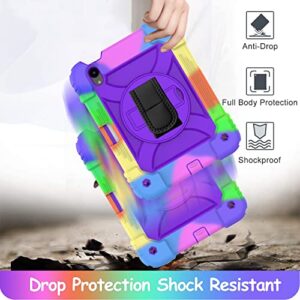 LTROP iPad Mini 6 Case 2021, iPad Mini 6th Generation Case for Kids, Heavy Duty Shockproof Cover with Pencil Holder/360 Rotating Stand/Hand Strap for iPad Mini 6th Generation 8.3 Inch 2021, Purple