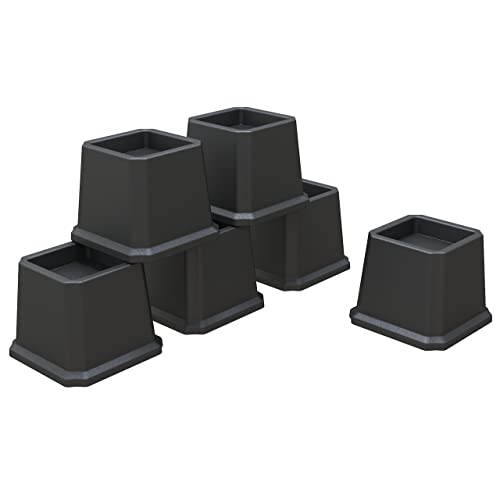 Whynonap Bed Risers 3 Inch Heavy Duty Bed Elevators, Set of 6 Lifts Up 3,000 lbs Furniture Riser for Sofa and Table, Black