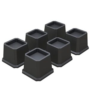 Whynonap Bed Risers 3 Inch Heavy Duty Bed Elevators, Set of 6 Lifts Up 3,000 lbs Furniture Riser for Sofa and Table, Black