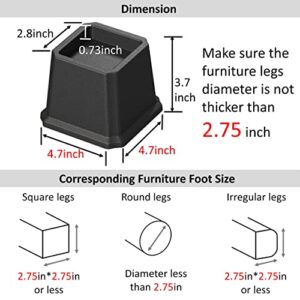 Whynonap Bed Risers 3 Inch Heavy Duty Bed Elevators, Set of 6 Lifts Up 3,000 lbs Furniture Riser for Sofa and Table, Black