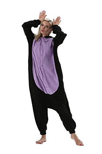 ULEEMARK Unisex Adult Onesie Animal Pajamas One Piece Halloween Costumes Cosplay Christmas Sleepwear Midnight Cat