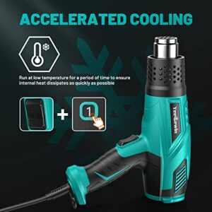 Yeegewin 1800W Heat Gun 122℉~1112℉（50℃- 600℃）Hot Air Gun Kit Variable Temperature Settings Heavy Duty Fast Heating & Overload Protection, with 4 Nozzels for Shrink Wrap,Vinyl, Crafts, Epoxy Resin