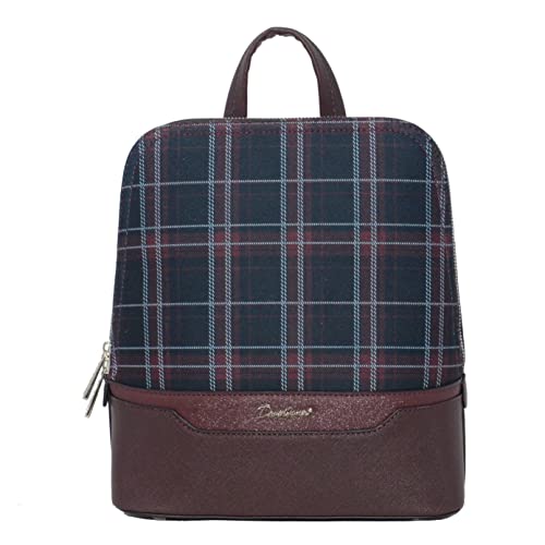 David Jones Women Fashion Checker Bag Everyday Work Travel Backpack (Bordeaux)