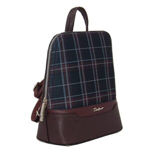 David Jones Women Fashion Checker Bag Everyday Work Travel Backpack (Bordeaux)