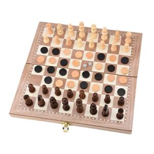 fine men wyx-chess, 1set 3-in-1 wooden chess set portable international chess 11.6x11.6 inch for kids adults