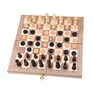 FINE MEN WYX-Chess, 1set 3-in-1 Wooden Chess Set Portable International Chess 11.6x11.6 Inch for Kids Adults