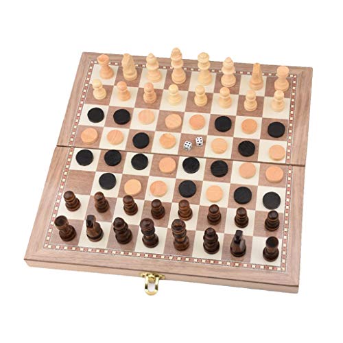 FINE MEN WYX-Chess, 1set 3-in-1 Wooden Chess Set Portable International Chess 11.6x11.6 Inch for Kids Adults