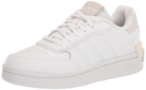 adidas women's postmove basketball shoe, white/white/chalk white, 9